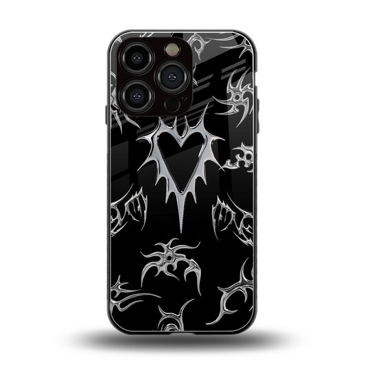Metallic Love back phone cover | glass case for iphone 16 pro