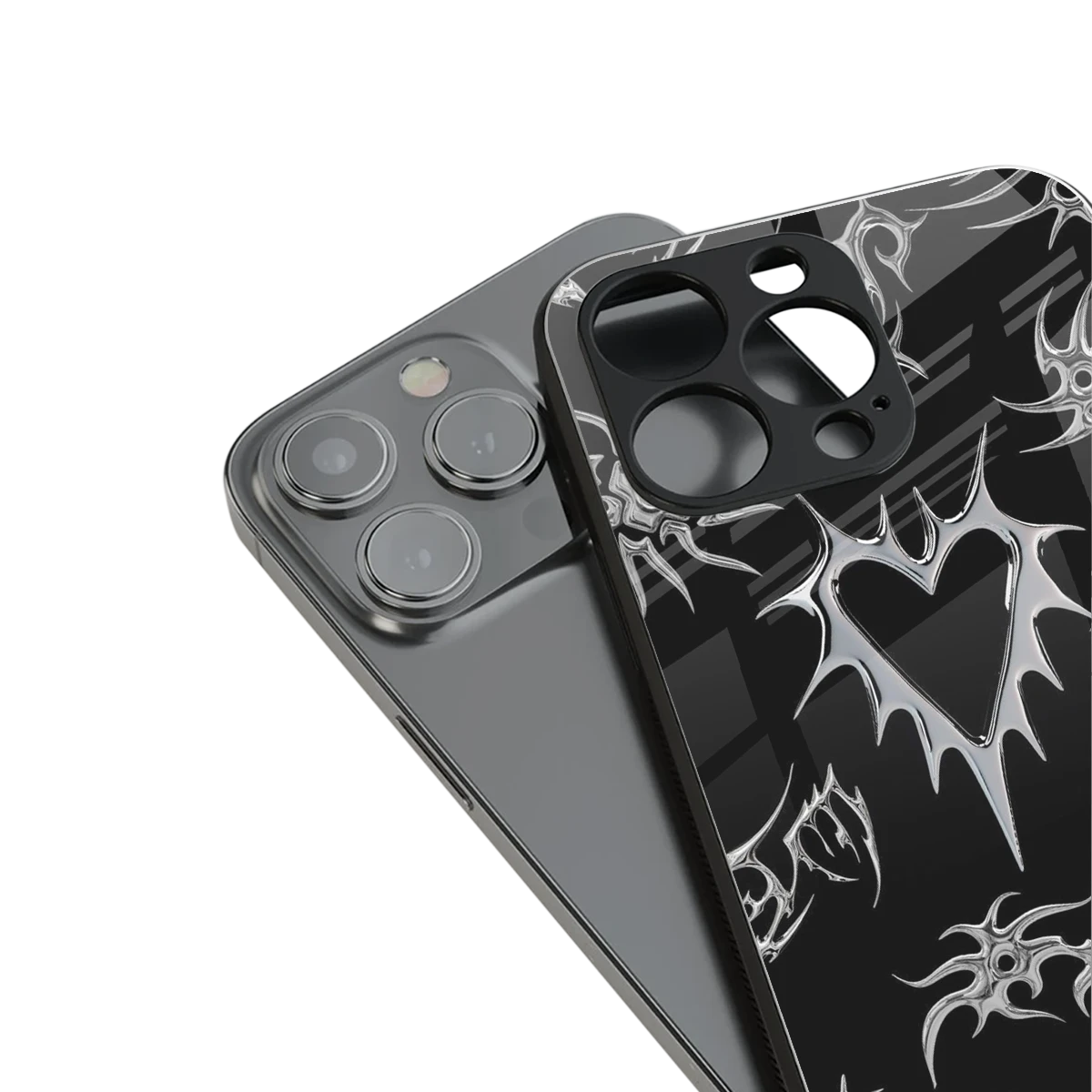 Metallic Love stylish phone case for iphone 16 pro max | glossy glass and slim fit