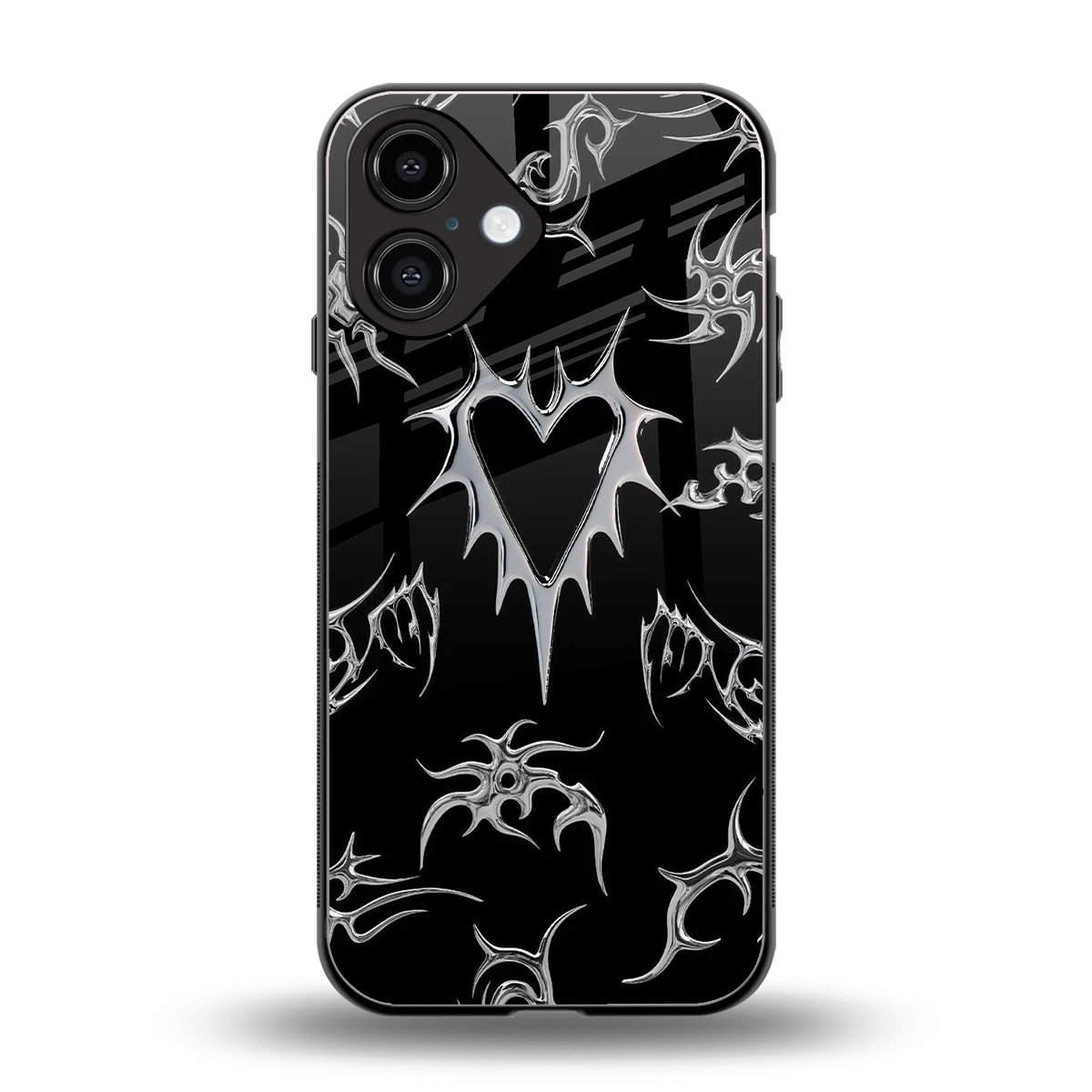 Metallic Love back phone cover | glass case for iphone 16