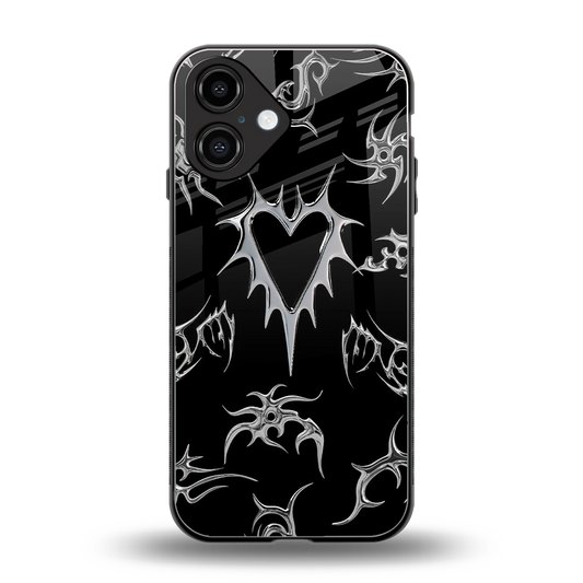 Metallic Love back phone cover | glass case for iphone 16