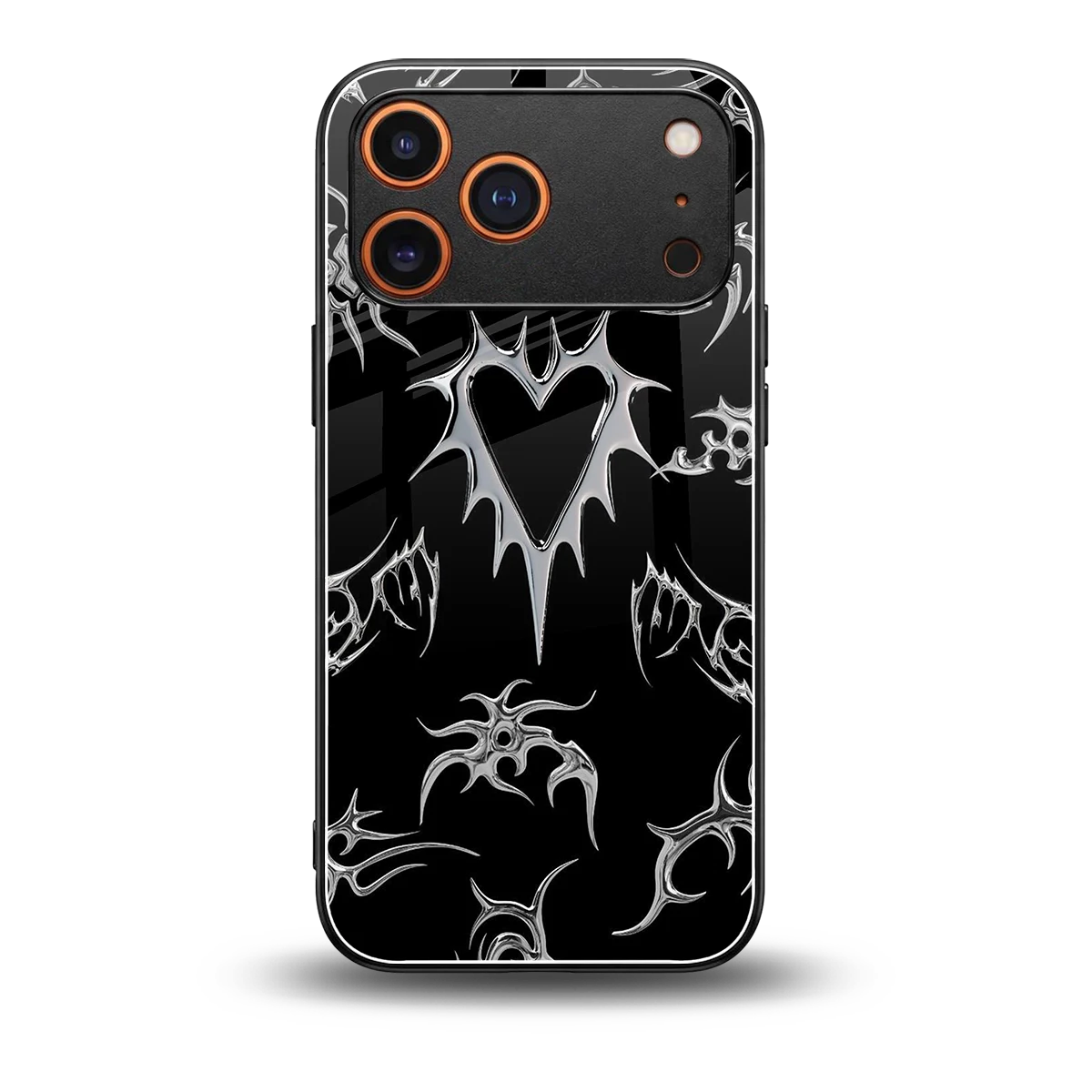 Metallic Love back phone cover | glass case for iphone 17 pro max