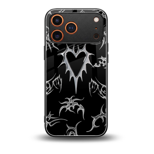 Metallic Love back phone cover | glass case for iphone 17 pro max