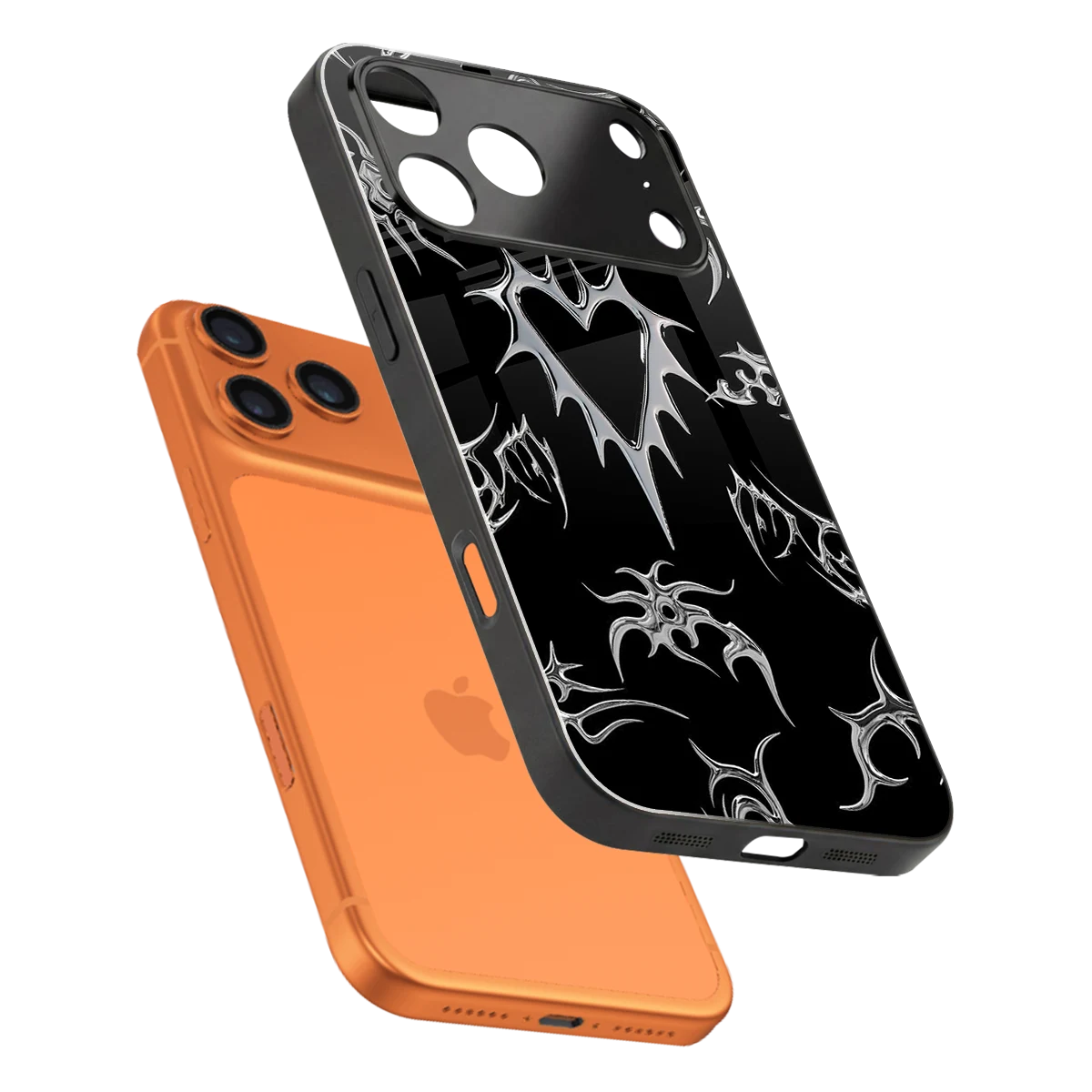 Metallic Love sleek iphone 17 pro max cover with tempered glass back and TPU edges