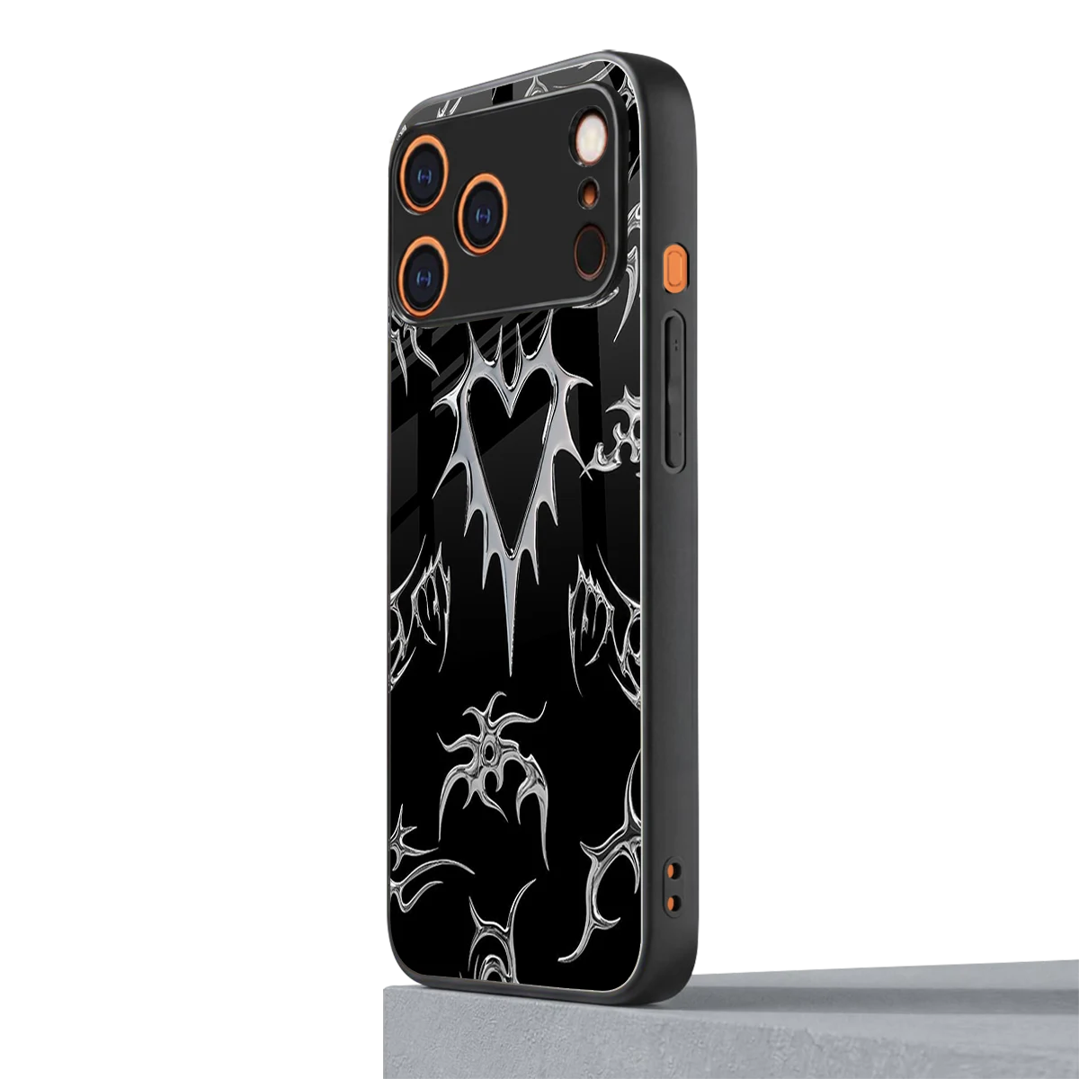 Metallic Love iphone 17 pro max mobile cover | shockproof glass phone case