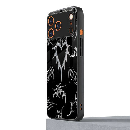 Metallic Love iphone 17 pro max mobile cover | shockproof glass phone case