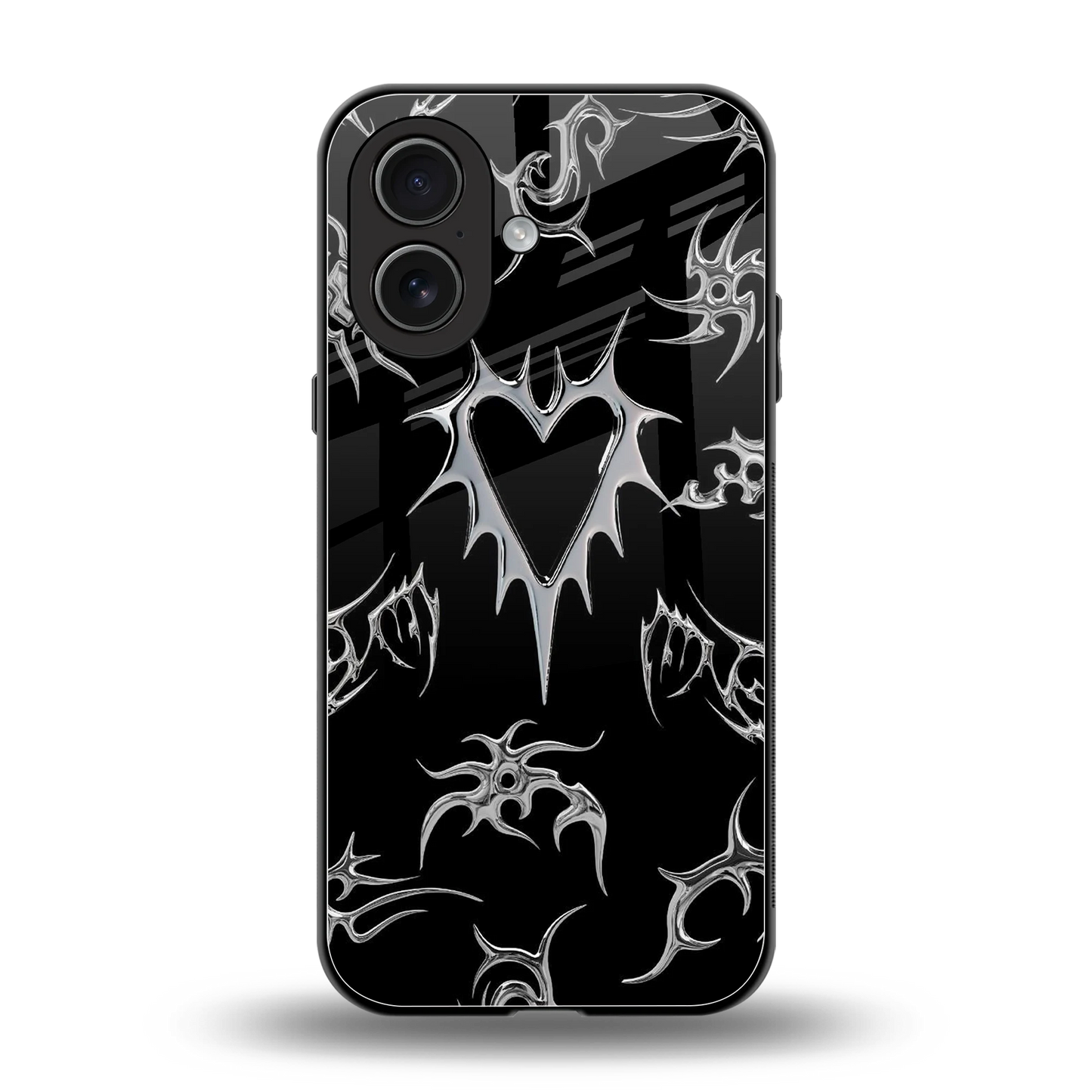 Metallic Love back phone cover | glass case for iphone 17