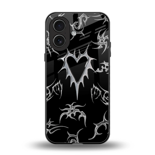 Metallic Love back phone cover | glass case for iphone 17