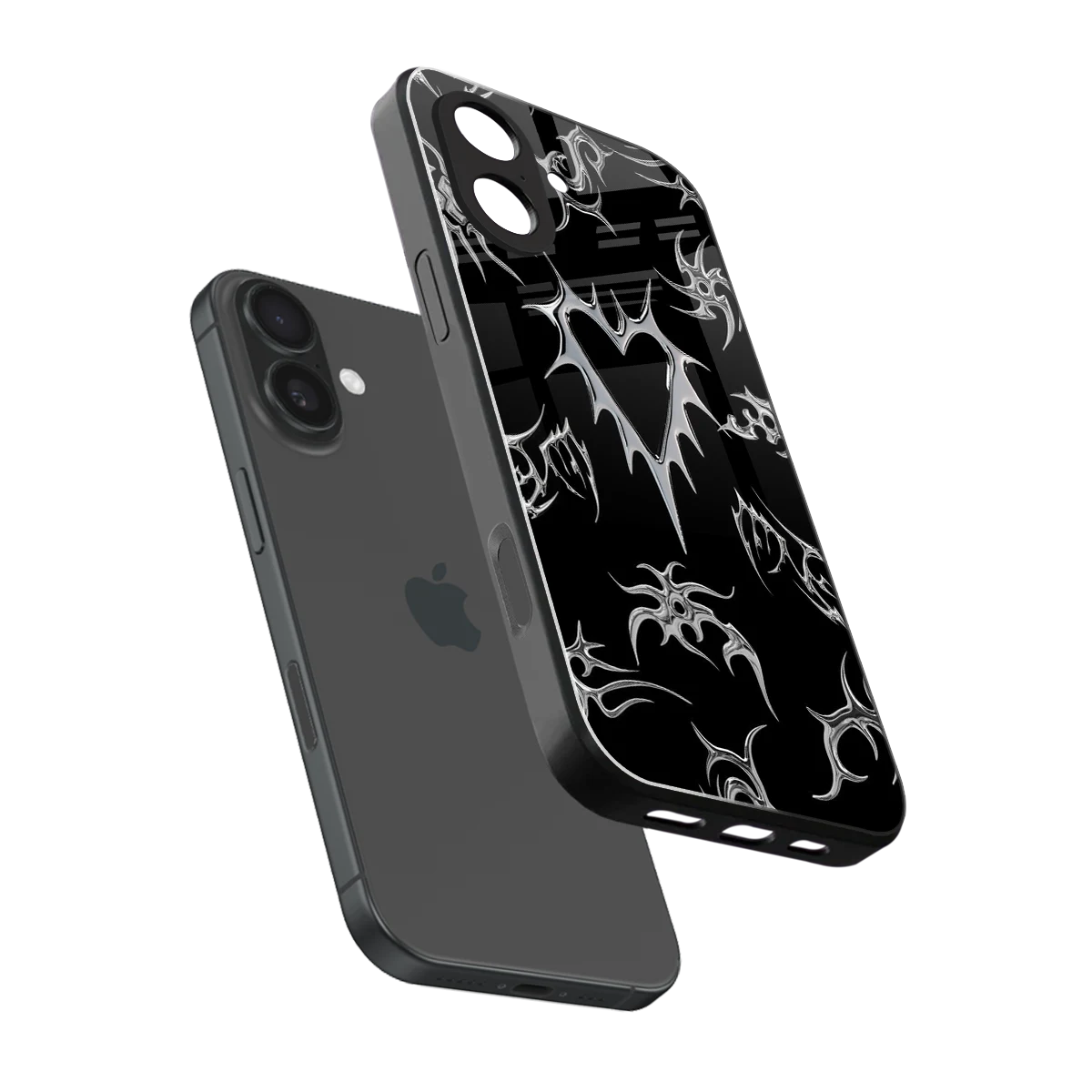 Metallic Love sleek iphone 17 cover with tempered glass back and TPU edges