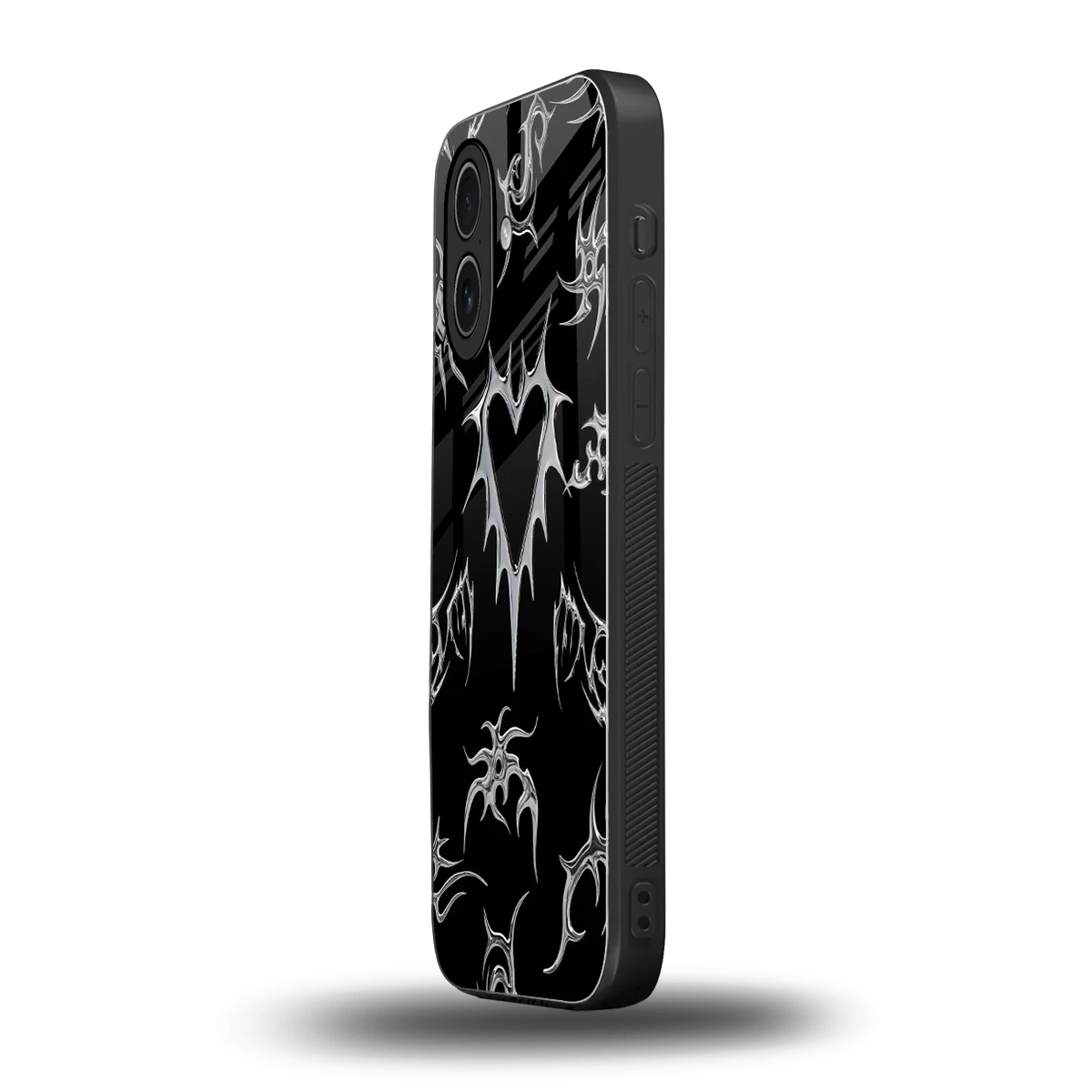 Metallic Love iphone 17 mobile cover | shockproof glass phone case