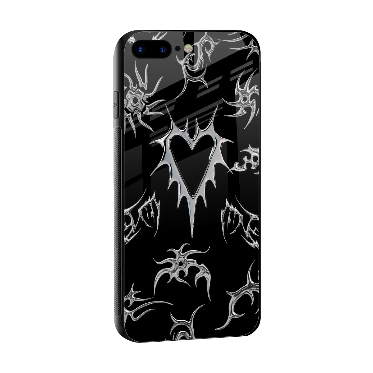 Metallic Love sleek iphone 8 plus cover with tempered glass back and TPU edges