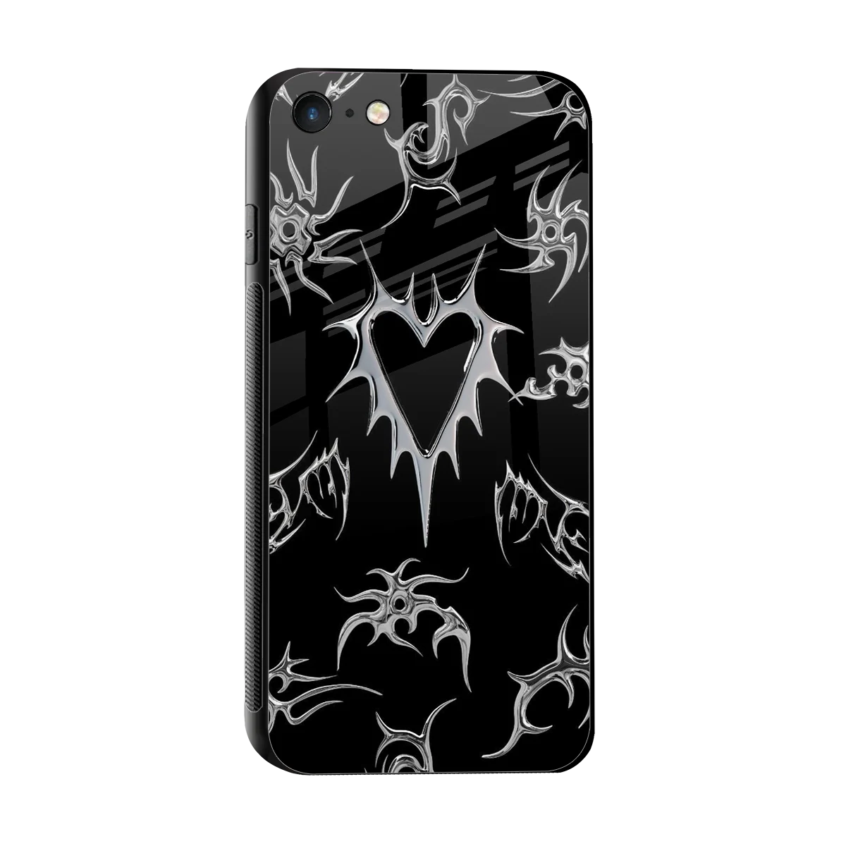Metallic Love sleek iphone 7 cover with tempered glass back and TPU edges
