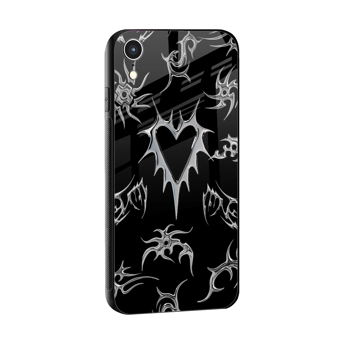 Metallic Love sleek iphone xr cover with tempered glass back and TPU edges