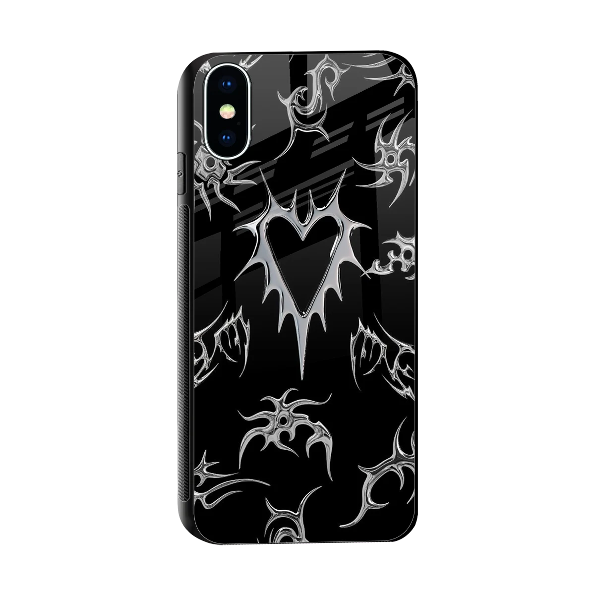 Metallic Love sleek iphone xs cover with tempered glass back and TPU edges