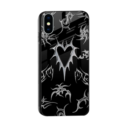 Metallic Love sleek iphone xs cover with tempered glass back and TPU edges