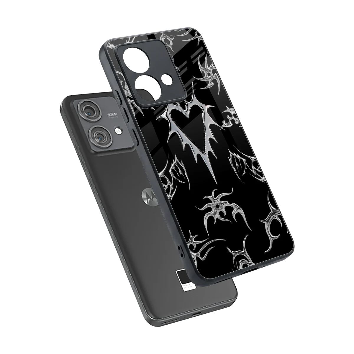 Metallic Love sleek motorola edge 40 neo 5g cover with tempered glass back and TPU edges