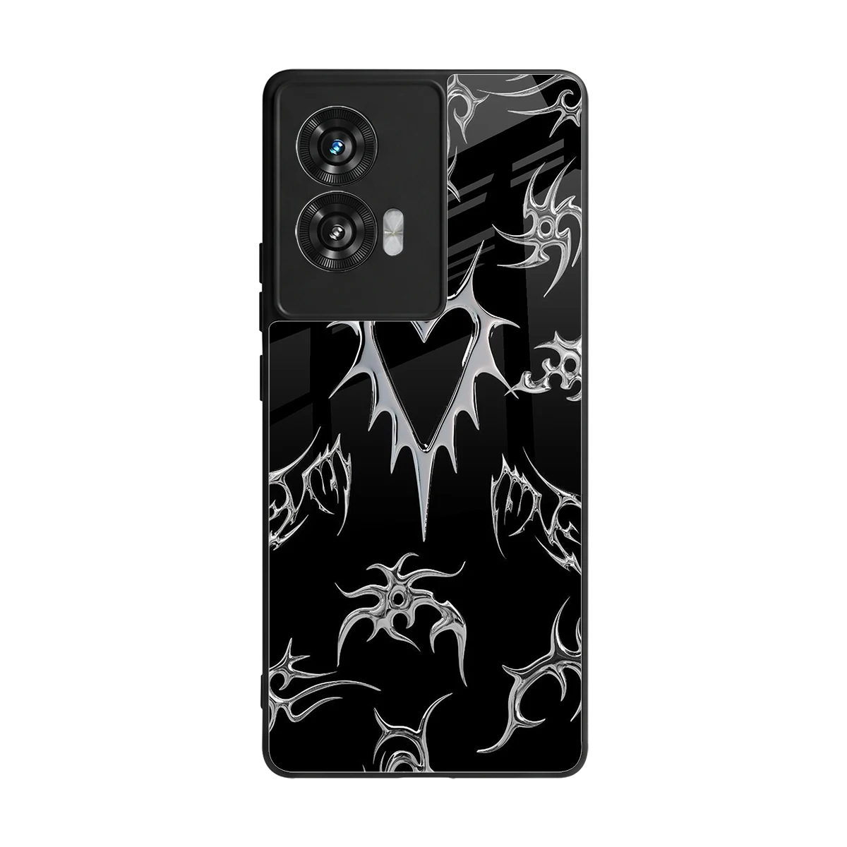 Metallic Love back phone cover | glass case for motorola edge 50 fusion
