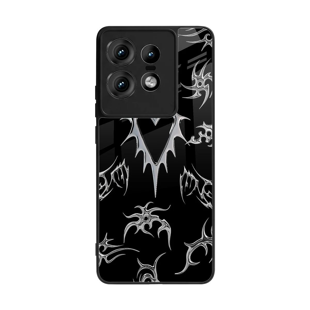 Metallic Love back phone cover | glass case for motorola edge 50 pro