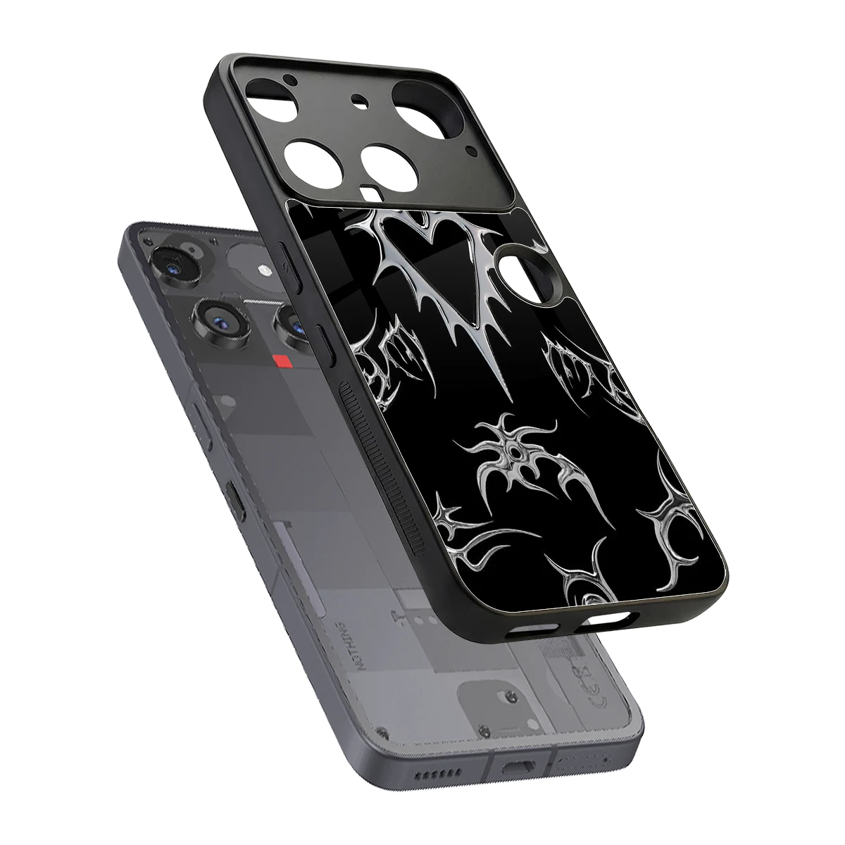Metallic Love sleek nothing phone 3 cover with tempered glass back and TPU edges