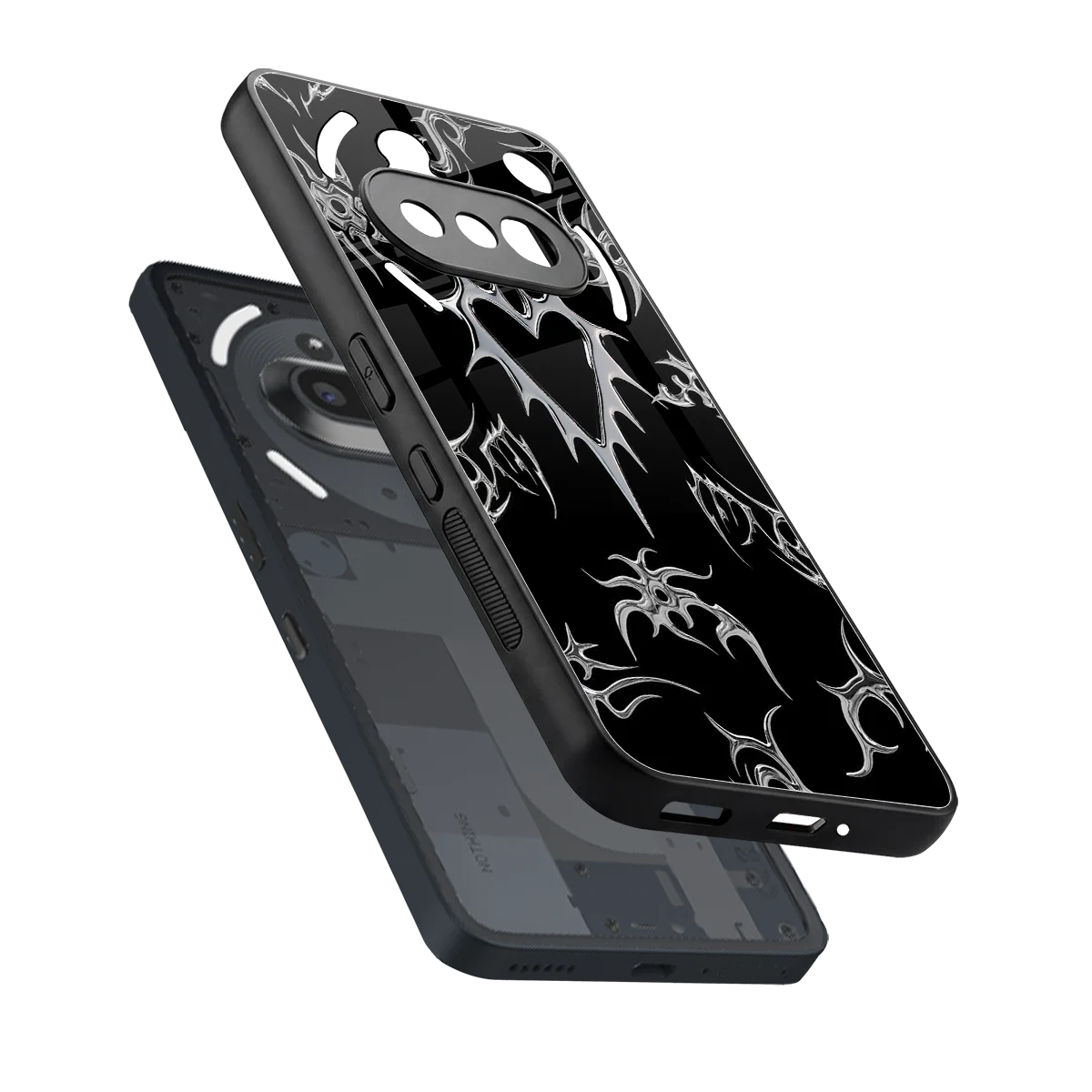 Metallic Love sleek nothing phone 3a cover with tempered glass back and TPU edges