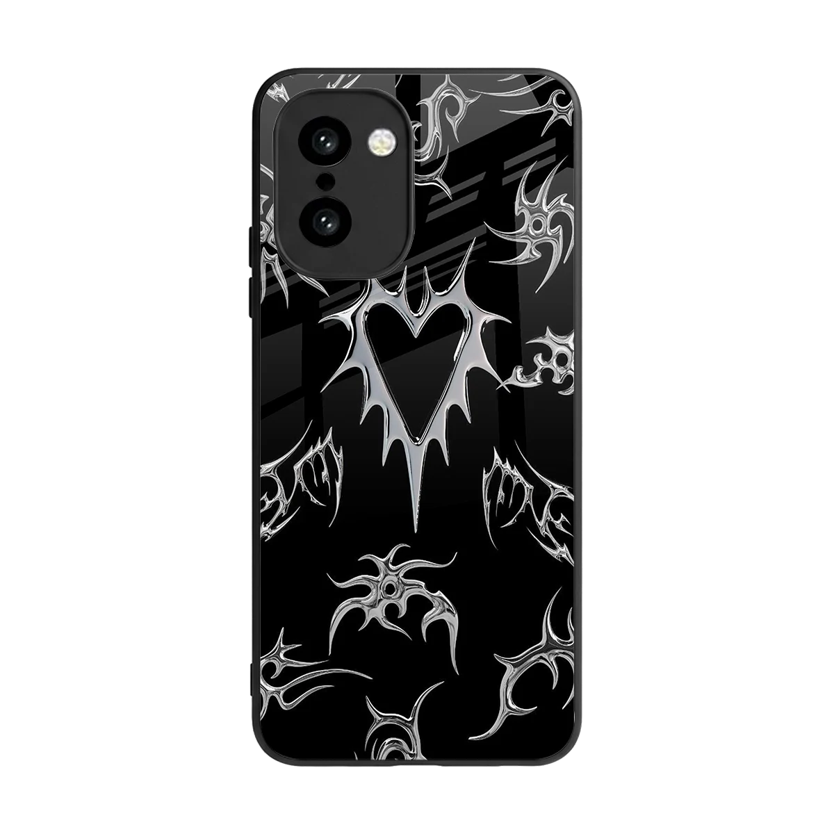 Metallic Love back phone cover | glass case for oneplus 15r