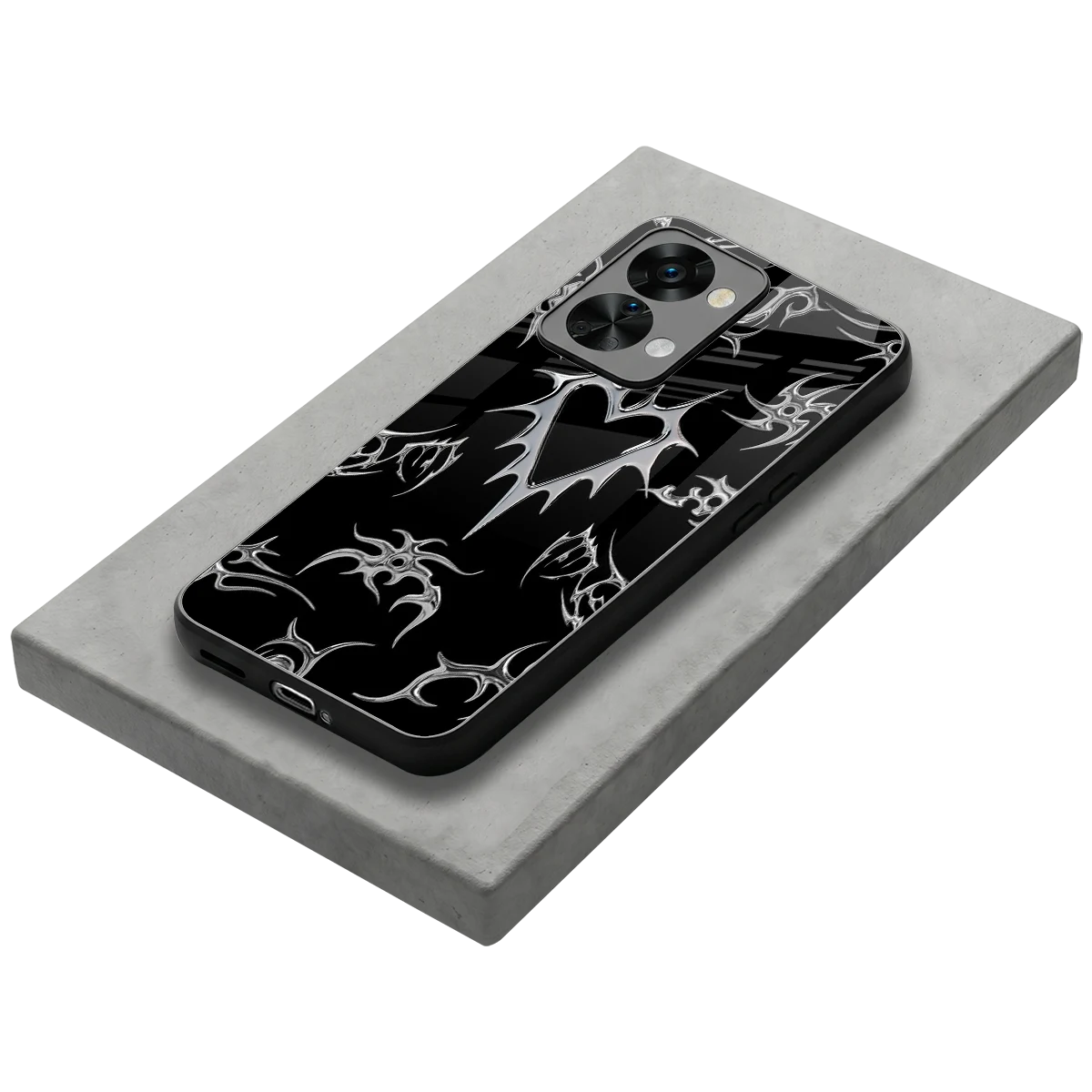 Metallic Love stylish phone case for oneplus nord 2t | glossy glass and slim fit