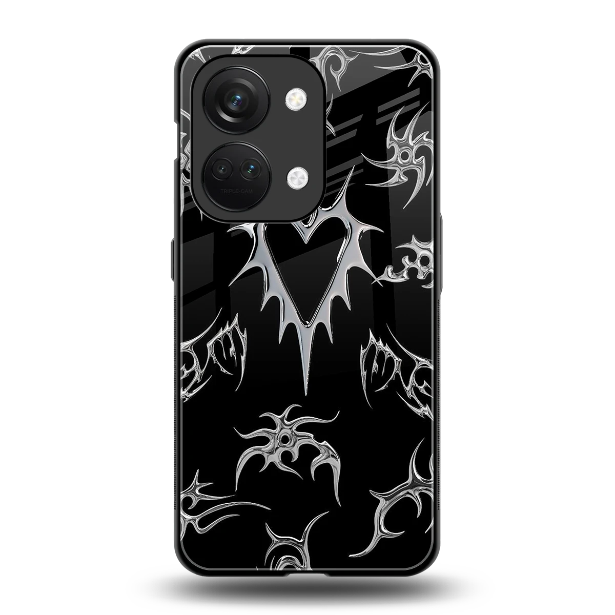 Metallic Love back phone cover | glass case for oneplus nord 3