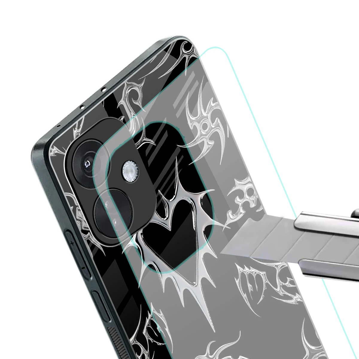 Metallic Love stylish phone case for oneplus nord ce 3 | glossy glass and slim fit