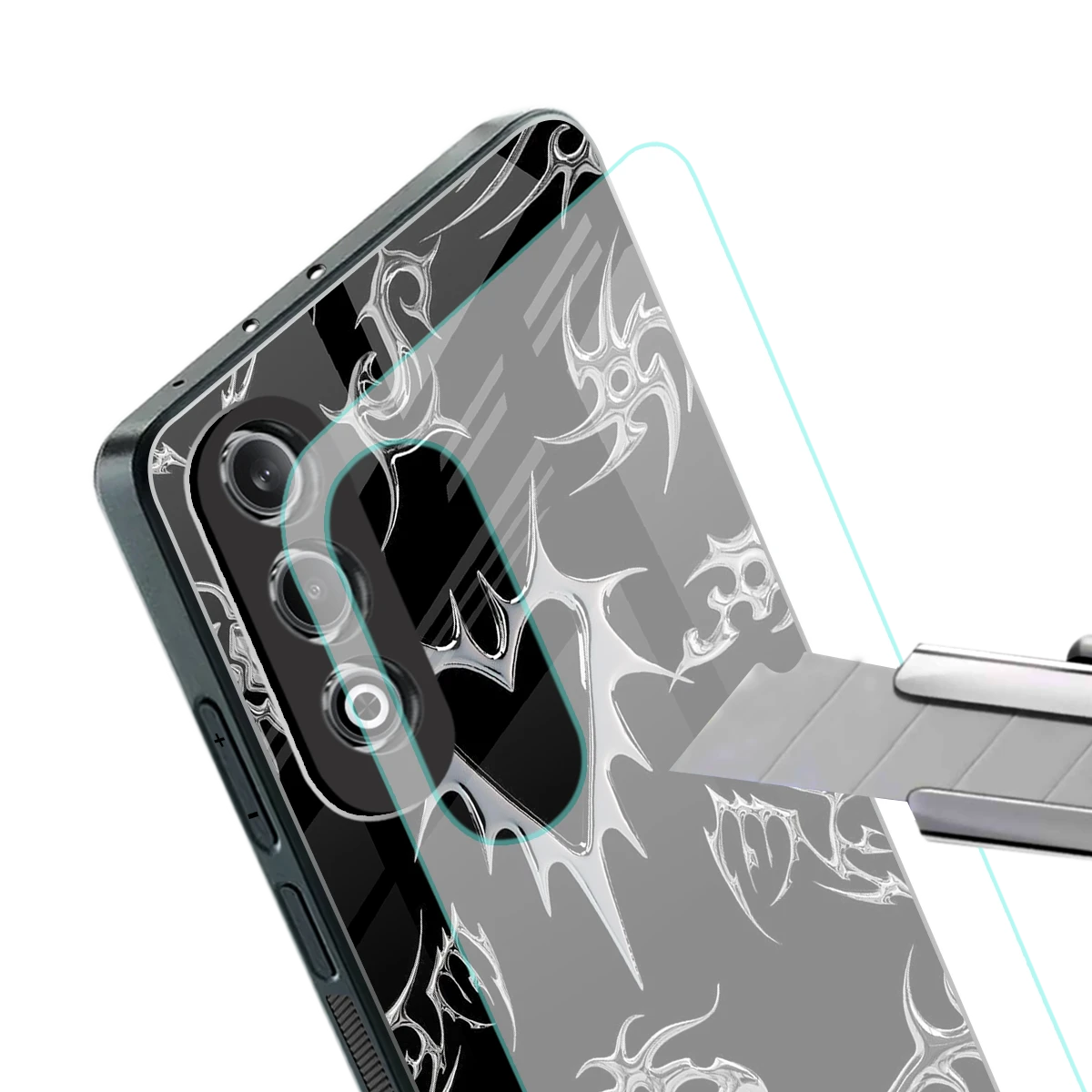 Metallic Love stylish phone case for oneplus nord ce 4 | glossy glass and slim fit