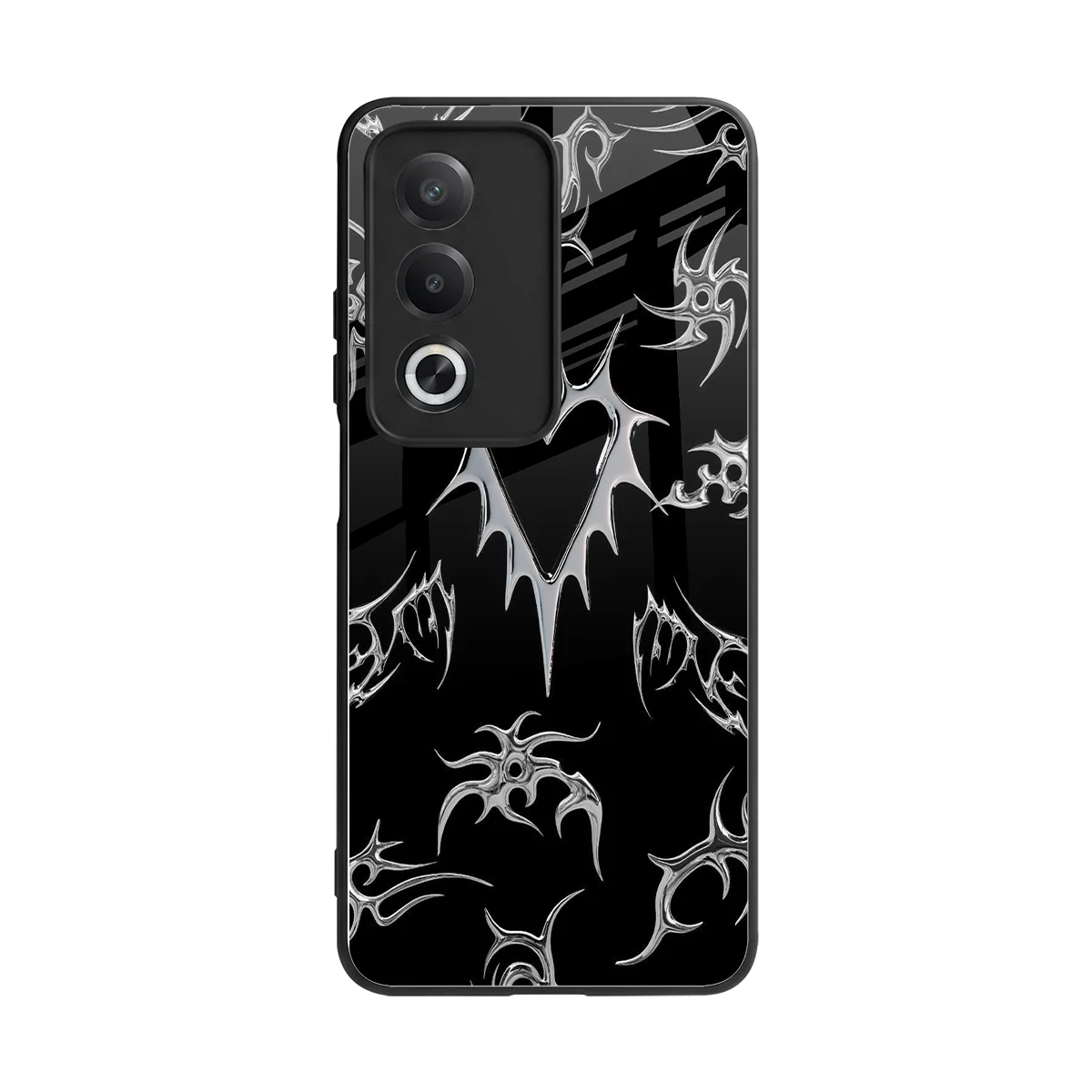 Metallic Love back phone cover | glass case for oppo a3 pro