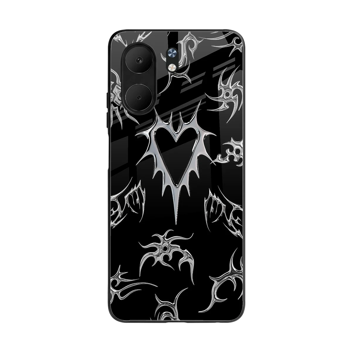 Metallic Love back phone cover | glass case for oppo a5x 5g