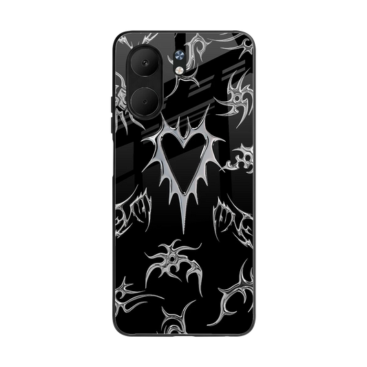 Metallic Love back phone cover | glass case for oppo a5x 5g
