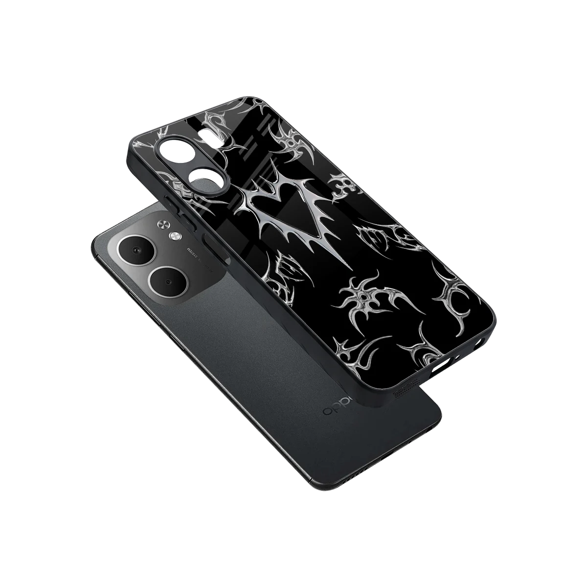 Metallic Love sleek oppo a5x 5g cover with tempered glass back and TPU edges