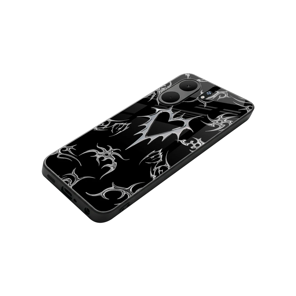 Metallic Love stylish phone case for oppo a5x 5g | glossy glass and slim fit