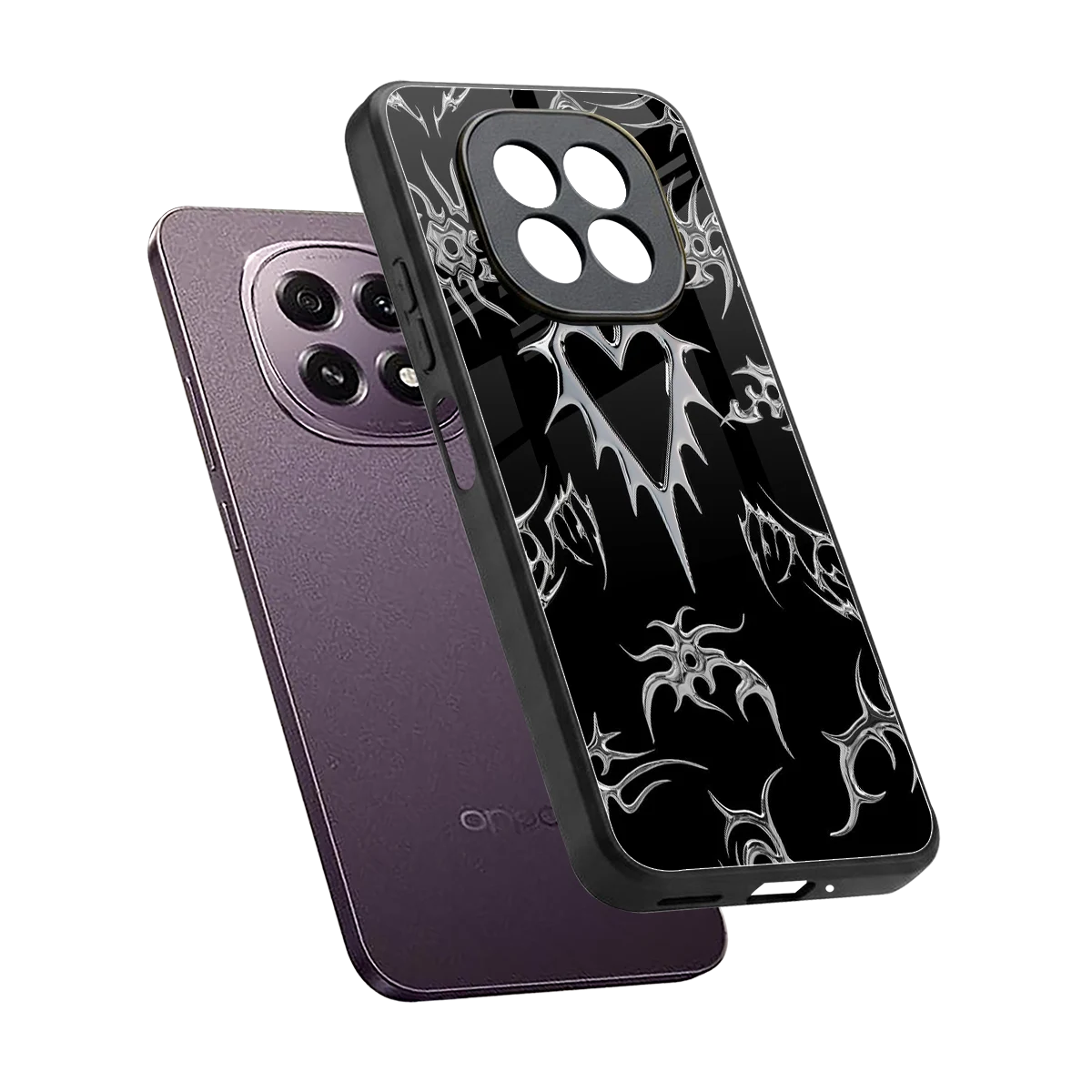 Metallic Love sleek oppo f29 5g cover with tempered glass back and TPU edges