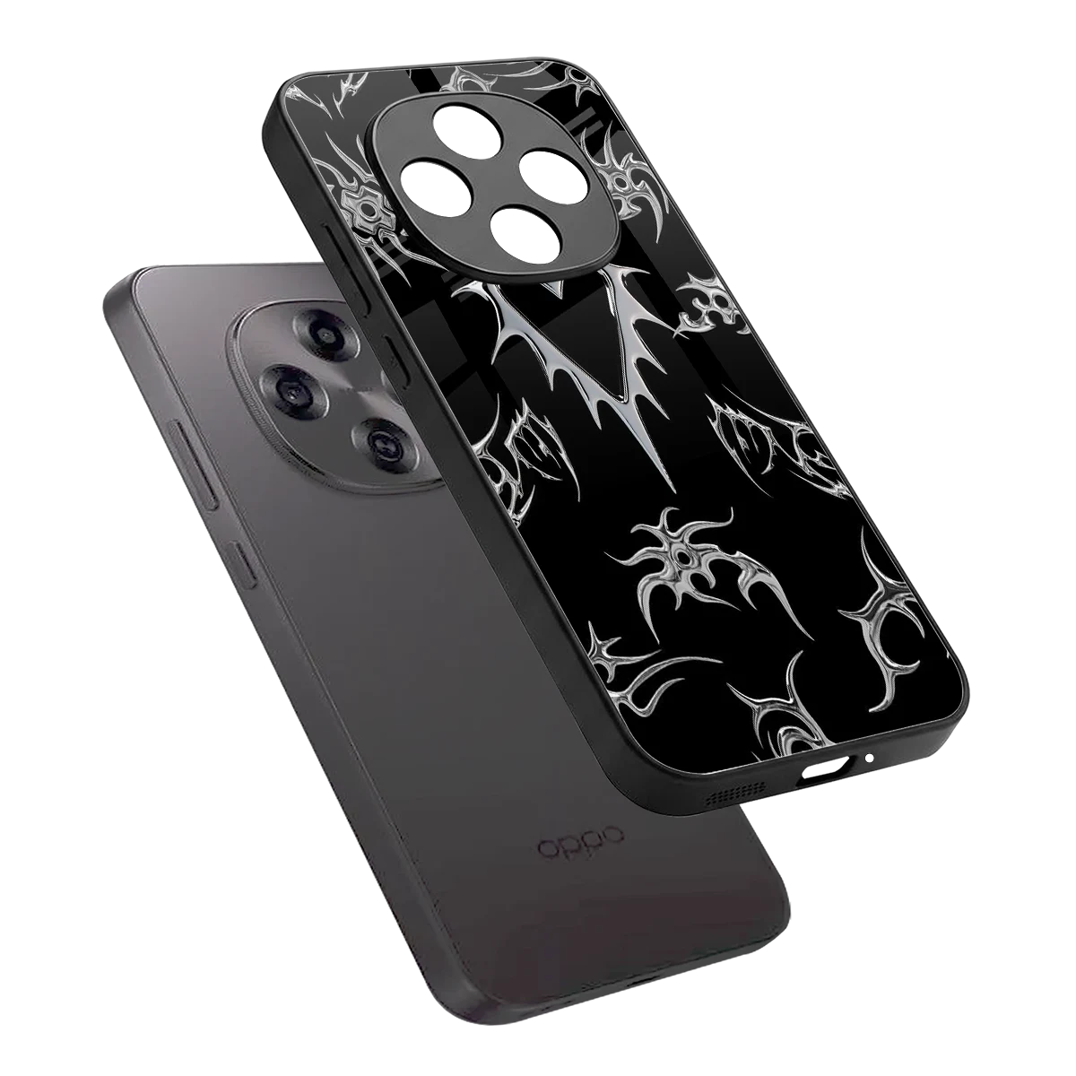 Metallic Love sleek oppo f31 pro 5g cover with tempered glass back and TPU edges