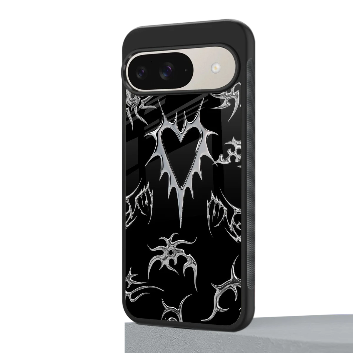 Metallic Love google pixel 9 mobile cover | shockproof glass phone case