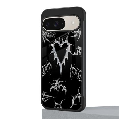 Metallic Love google pixel 9 mobile cover | shockproof glass phone case