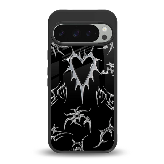 Metallic Love back phone cover | glass case for google pixel 9 pro