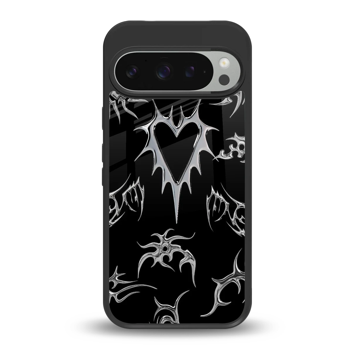 Metallic Love back phone cover | glass case for google pixel 9 pro xl