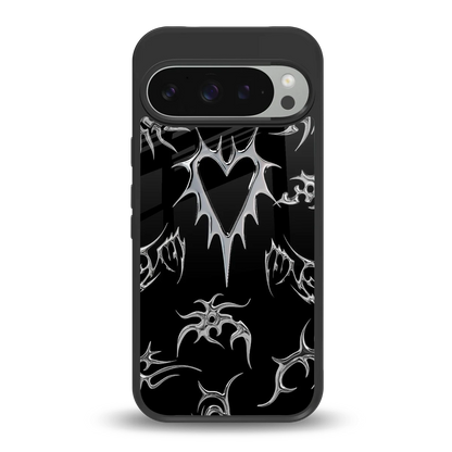 Metallic Love back phone cover | glass case for google pixel 9 pro xl