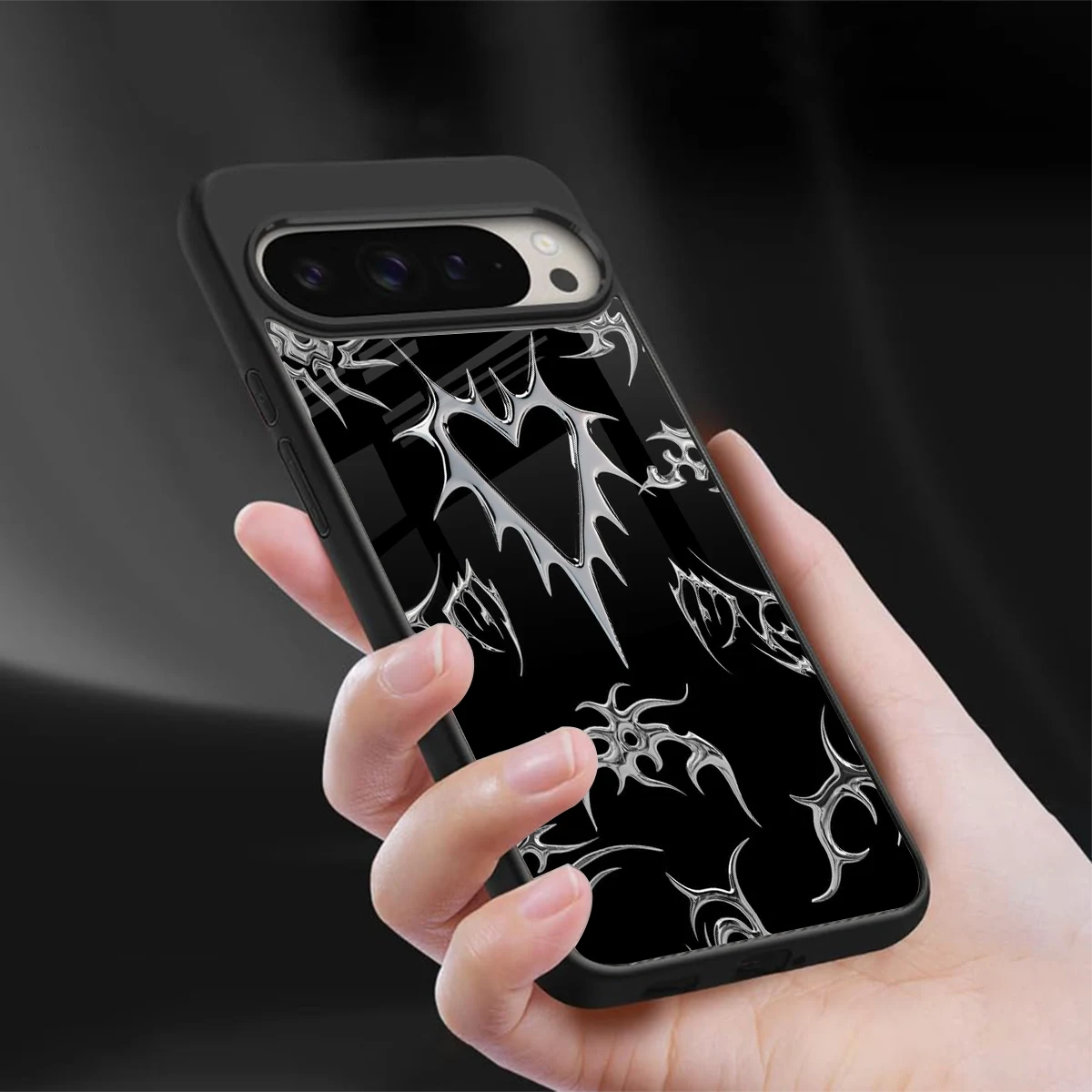 Metallic Love sleek google pixel 9 pro cover with tempered glass back and TPU edges