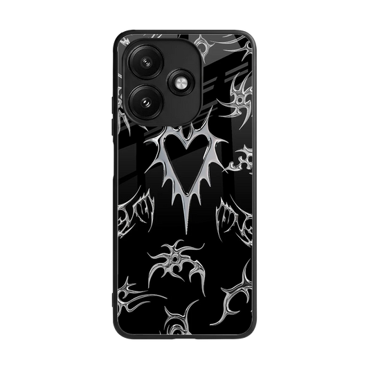 Metallic Love back phone cover | glass case for redmi 12 5g