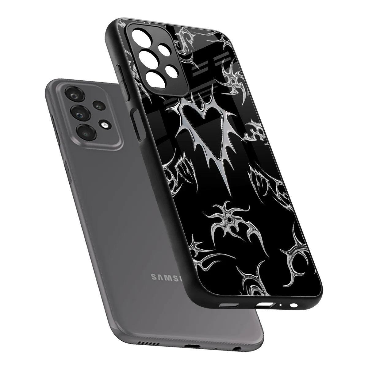 Metallic Love sleek samsung galaxy a23 cover with tempered glass back and TPU edges