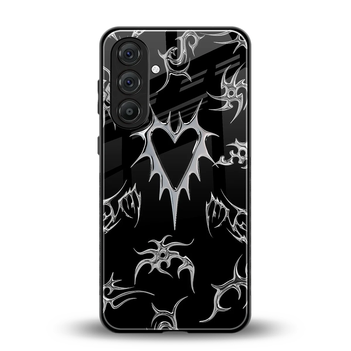 Metallic Love back phone cover | glass case for samsung galaxy a55 5g