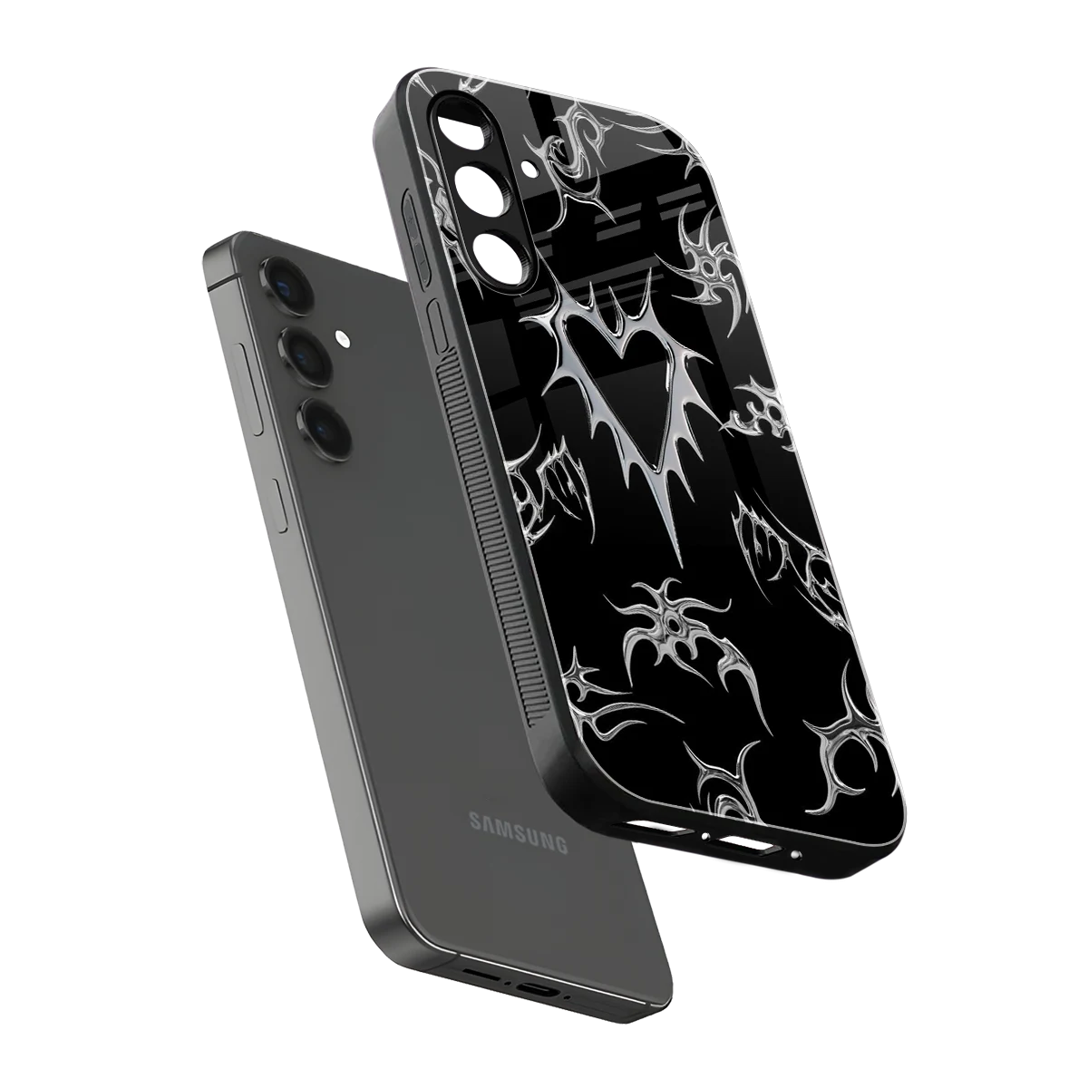 Metallic Love sleek samsung galaxy a55 5g cover with tempered glass back and TPU edges