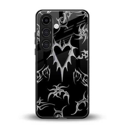 Metallic Love back phone cover | glass case for samsung galaxy s25 plus