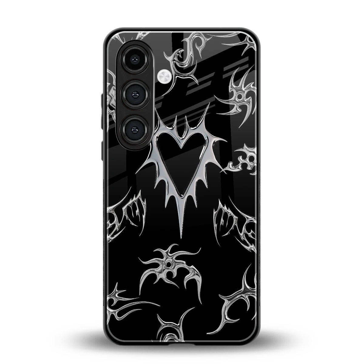 Metallic Love back phone cover | glass case for samsung galaxy s24 plus