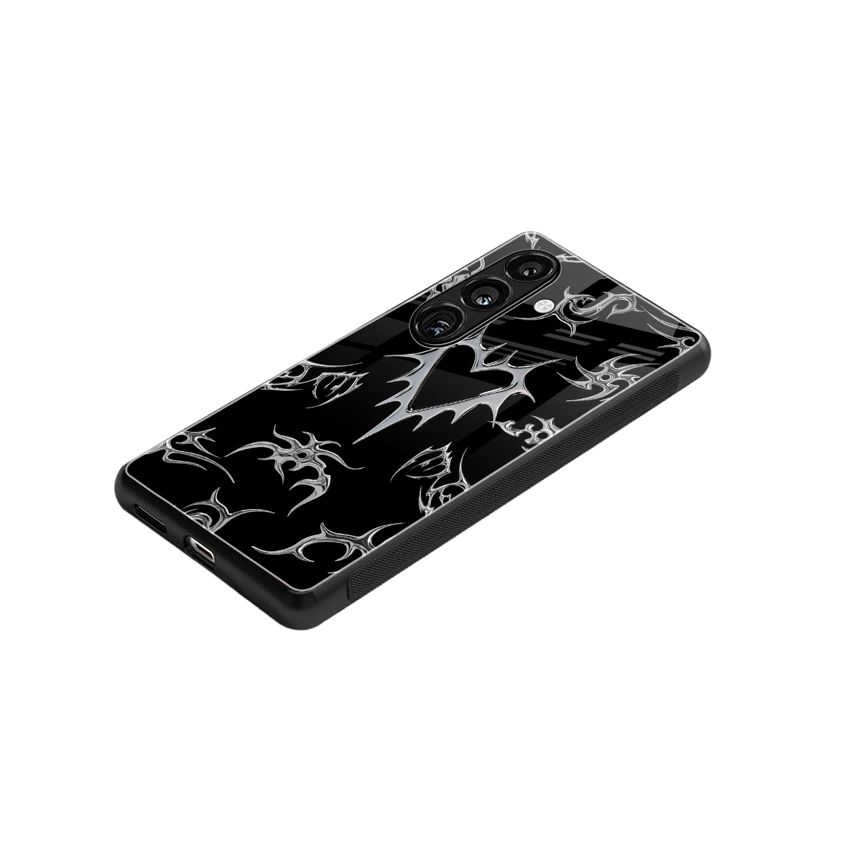 Metallic Love stylish phone case for samsung galaxy s25 | glossy glass and slim fit