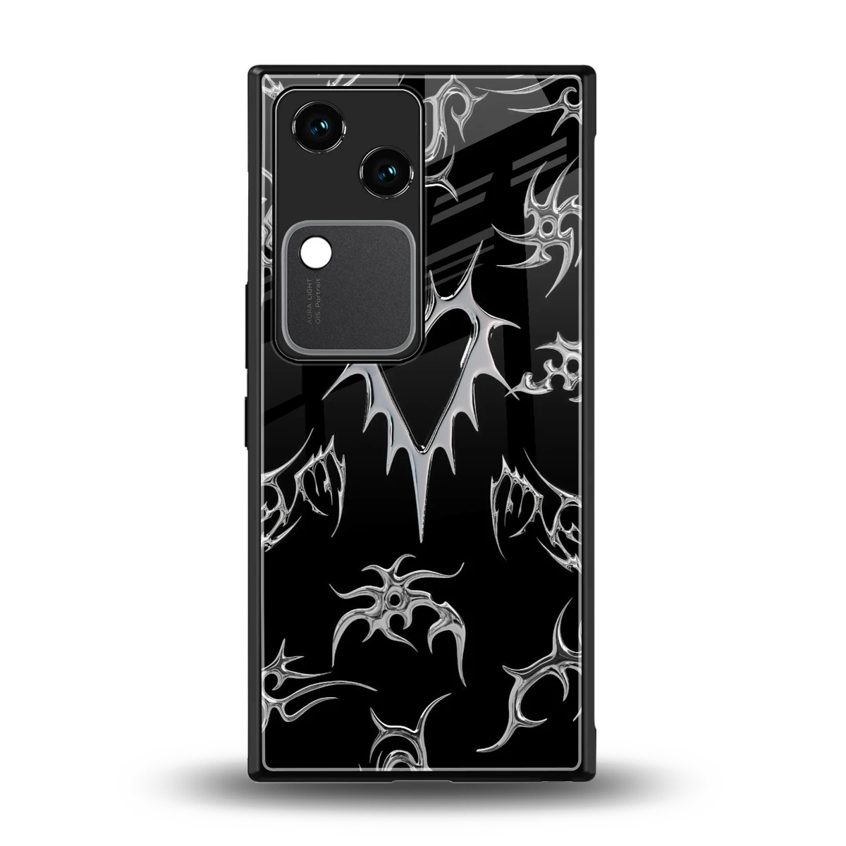 Metallic Love back phone cover | glass case for vivo v30