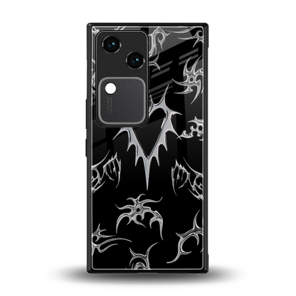 Metallic Love back phone cover | glass case for vivo v30